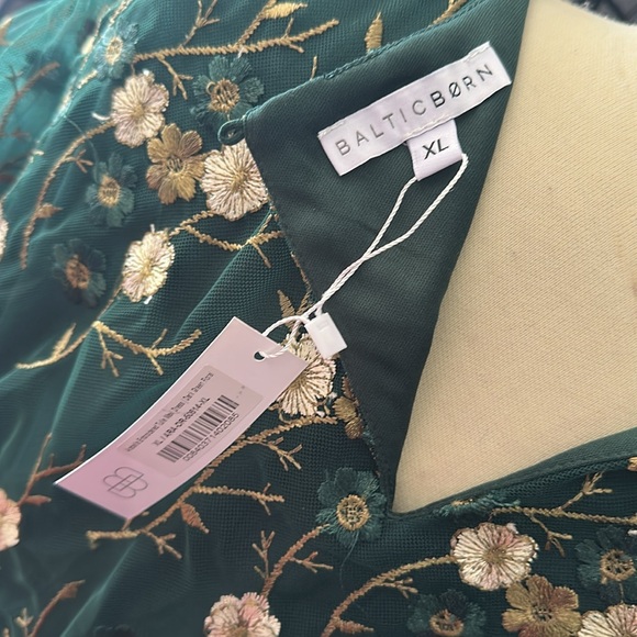 Baltic Born Green Dress with Gold Floral Embroidery - Picture 4 of 5